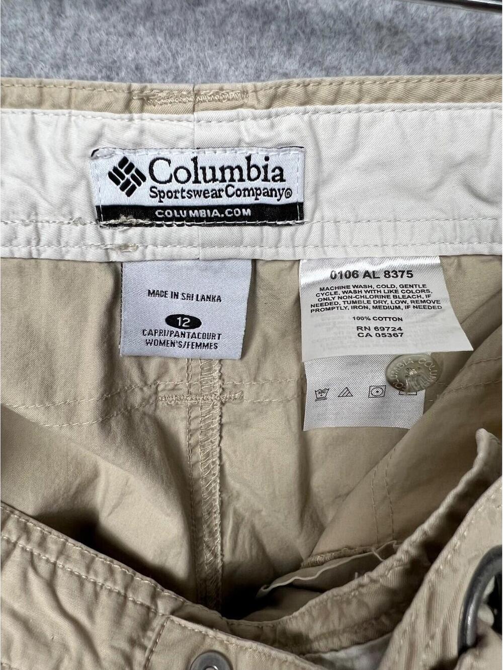 Columbia Capris Cargo Pants Womens 12 Lightweight Khaki Outdoor Sports Casual - Picture 6 of 13